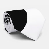 Asymetrische polka-punten, grote cirkels zwart-wit stropdas (Opgerold)