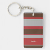 Asymmetric Stripes Horizontal Lines Gray Red Brown Sleutelhanger (Voorkant)