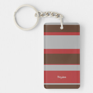Asymmetric Stripes Horizontal Lines Gray Red Brown Sleutelhanger