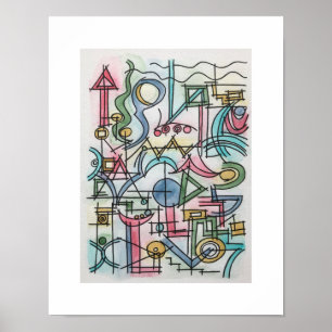 Asymmetrie-Modern Bauhaus Geometrische Waterverf K Poster