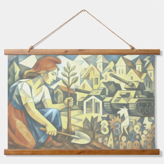 Asymmetrie van een gevecht hangend wandkleed (Voorkant)