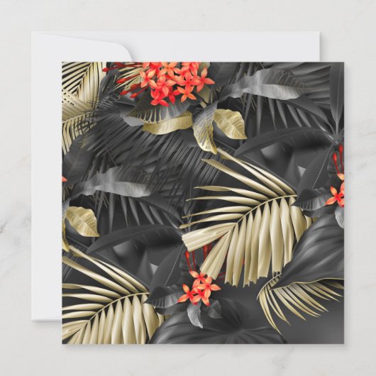 Asymmetrisch Elegant Donker Tropisch Bloemen Bruil Kaart (Achterkant)