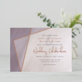 asymmetrisch gedempt lijst met roos goud folie uitnodiging (Staand Voorkant)