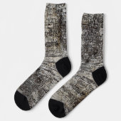 Asymmetrisch patroon van Birch Bark grafische Natu Sokken (Links)