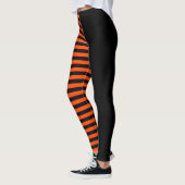 Asymmetrisch Zwart en Sinaasappel Gestreept Leggings (Links)