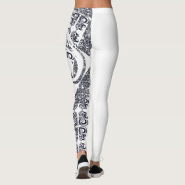 Asymmetrisch zwart-wit patroon & Jouw naam Leggings