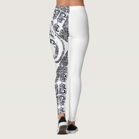Asymmetrisch zwart-wit patroon & Jouw naam Leggings (Achterkant)