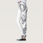 Asymmetrisch zwart-wit patroon & Jouw naam Leggings (Links)