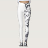 Asymmetrisch zwart-wit patroon & Jouw naam Leggings (Voorkant)