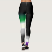 Asymmetrische aro ace asexual aromantic pride flag leggings (Achterkant)