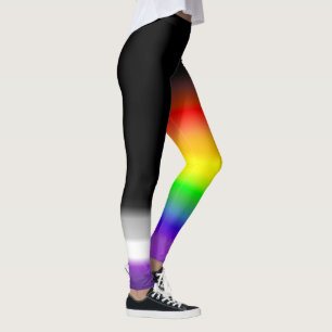 Asymmetrische aseksuele regenboogpridevlaggen leggings