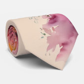 Asymmetrische Bloemen Waterverf Perzik Blush Sinaa Stropdas (Opgerold)