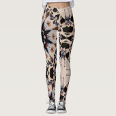 Asymmetrische gotische geometrische mandala crème  leggings (Voorkant)