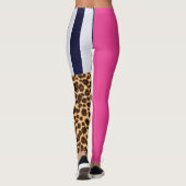Asymmetrische Hot Pink, streep en Cheetah Leggings (Achterkant)