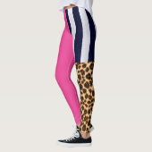Asymmetrische Hot Pink, streep en Cheetah Leggings (Links)