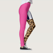Asymmetrische Hot Pink, streep en Cheetah Leggings (Rechts)