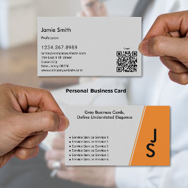 Asymmetrische Initialen grijs en zwart persoonlijk Visitekaartje