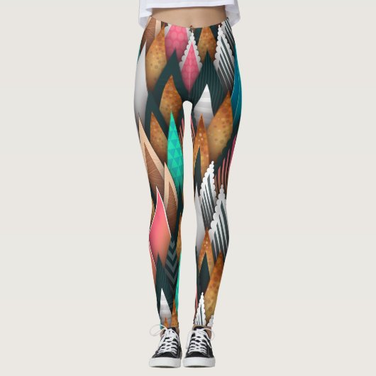 Asymmetrische kleurrijke bomen leggings (Voorkant)