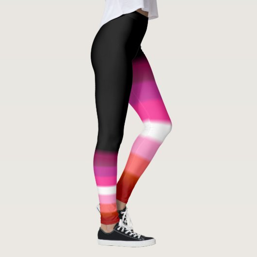 Asymmetrische leggings onder pridevlag van lesbisc (Rechts)