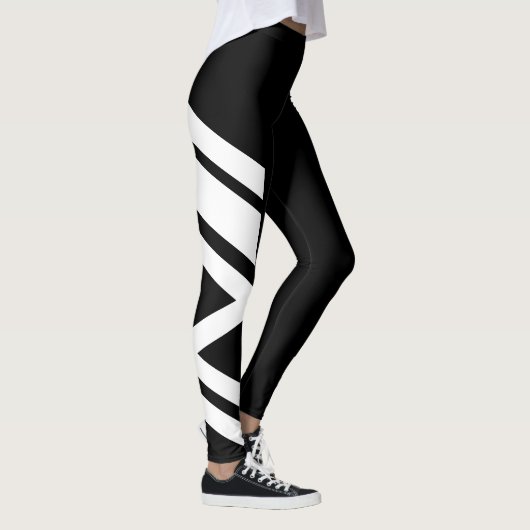 Asymmetrische Leggings zijband zwart/wit (Rechts)