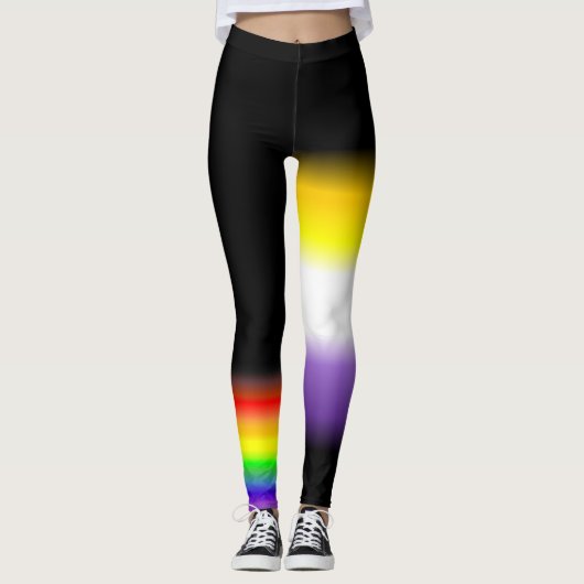 Asymmetrische niet-binaire homoregenboogpridevlagg leggings (Voorkant)