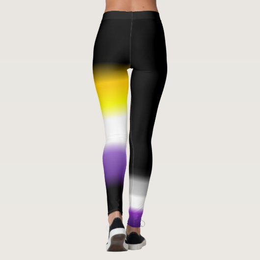 Asymmetrische nonbinary kant asexual pride flags leggings (Achterkant)