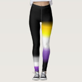 Asymmetrische nonbinary kant asexual pride flags leggings (Voorkant)