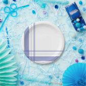 Asymmetrische Plaid Flanel Navy Blue Linear Papieren Bordje (Feest)