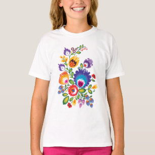 Asymmetrische poolse Folk Wycinanki T-shirt