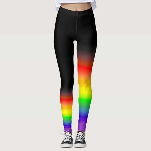 Asymmetrische regenboog bruine zwarte homo-pridevl leggings (Voorkant)