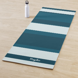 Asymmetrische strepen horizontale lijnen zee blauw yogamat