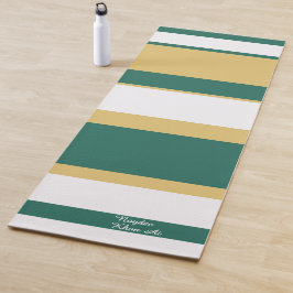 Asymmetrische strepen lijnen groen goud wit yogamat