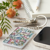 Asymmetrische-whimsical moderne waterverftechniek sleutelhanger (Voorkant Rechts)
