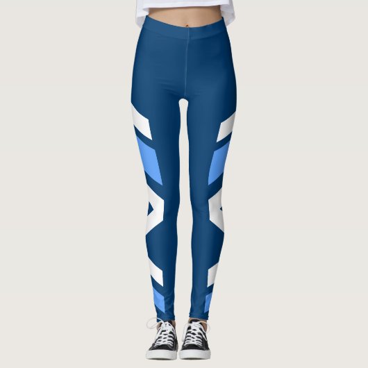 Asymmetrische zijband Blauwe grijze Leggings (Voorkant)