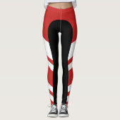 Asymmetrische zijband Rode/Witte/Zwarte Leggings (Voorkant)