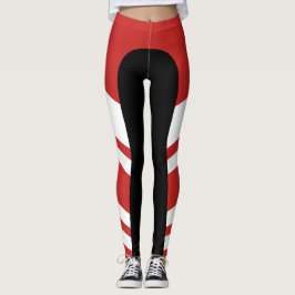 Asymmetrische zijband Rode/Witte/Zwarte Leggings
