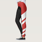Asymmetrische zijband Rode/Witte/Zwarte Leggings (Links)