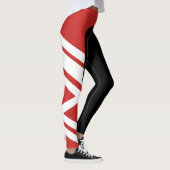Asymmetrische zijband Rode/zwarte/witte Leggings (Rechts)