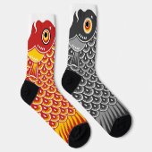 Asymmetrische zwarte en rode Koinobori-karpers Sokken (Rechts)