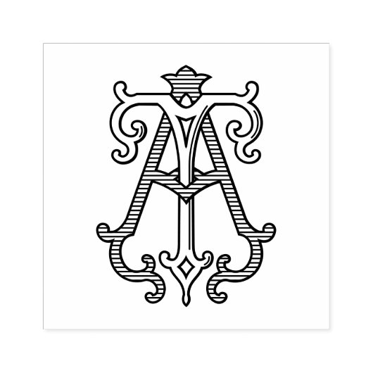 AT Monogram TA Monogram Rubber Ink Stamp Rubberstempel (Afrduk)