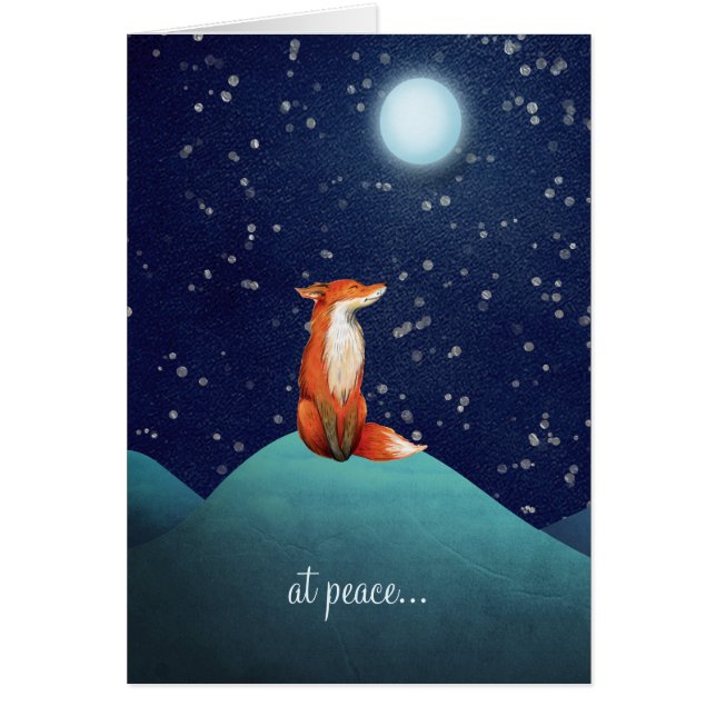 at peace ~ Charming Fox Under a Full Moon Card (Voorkant)