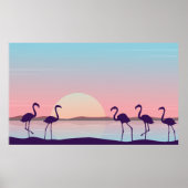 At sunrise flamingo scenery silhouettesflamingo,si poster (Voorkant)