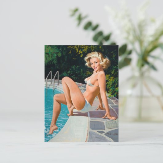 At the Pool Briefkaart (Staand voorkant)