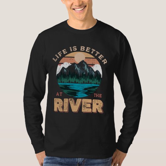at the River Fishing Camping Fisherman Camper T-shirt (Voorkant)