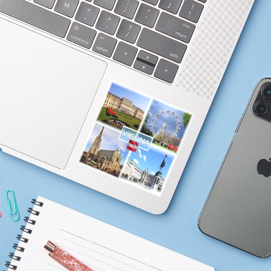 AT Wenen - Schloss Schonbrunn - Prater Fnfair - Sticker (Laptop met iPhone)