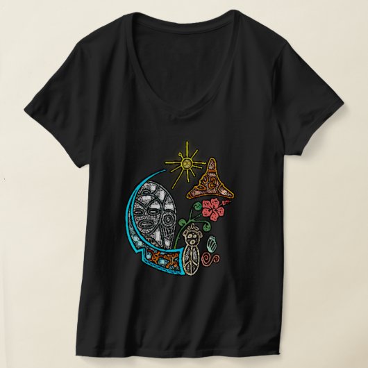 Atabey Taino Goddess Inheemse Symbolen V-nek T-shirt (Laagn)