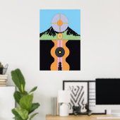 Atami Japanse Abstract Bauhaus Formule Modern Poster (Thuiskantoor)