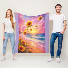 Atardecer de Paz Infinita: Girasoles Mágicos  Fleece Deken