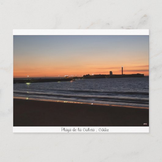 Atardecer en la playa de la Caleta, Cádiz Briefkaart (Voorkant)