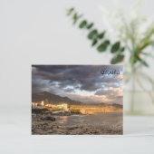 atardecer en la playa de Nerja en Málaga Briefkaart (Staand voorkant)